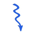 Flecha con curvas hacia abajo color azul