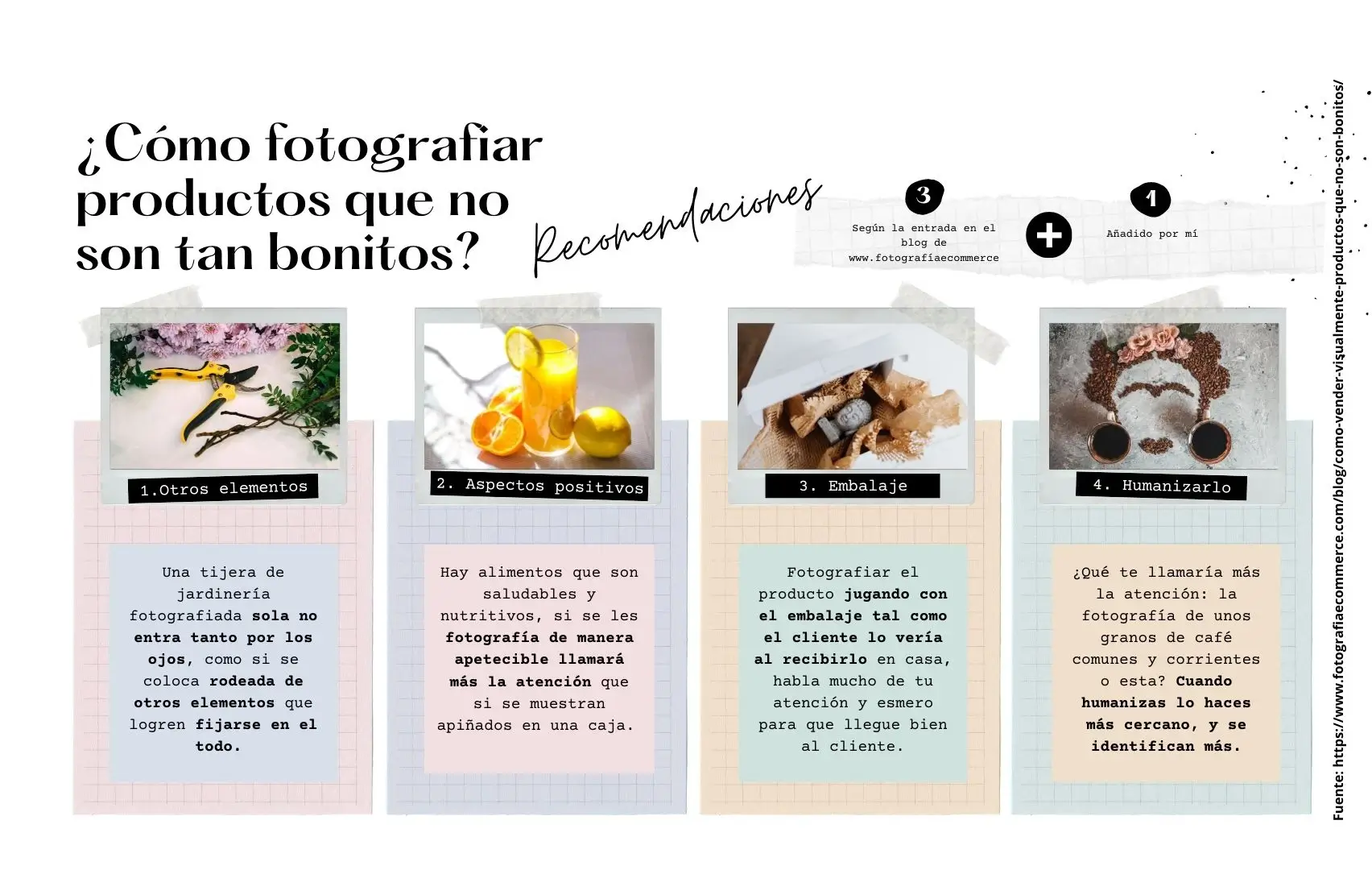 Infografía sobre cómo fotografiar productos que no son bonitos